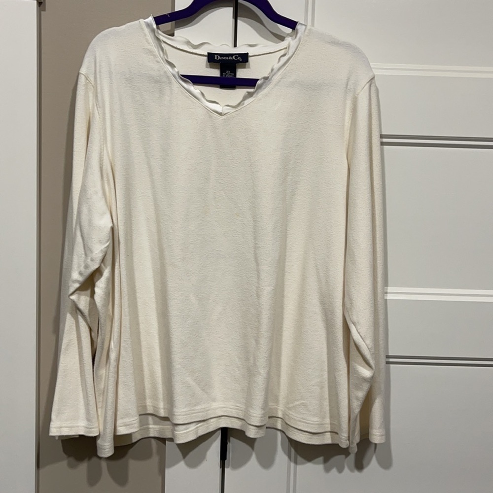 Denim & Co Long Sleeve Cream Top. See pictures for condition